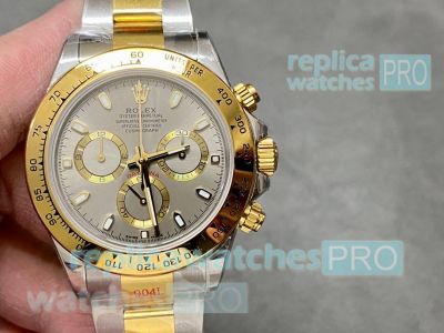 Swiss Replica Rolex Cosmo Daytona 904L Two Tone Gray Dial Swiss 7750 Watch